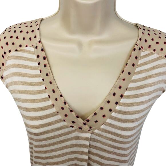 Vintage Anthropologie Little Yellow Button Popover Top Stripe V Neck Tunic - Picture 7 of 15